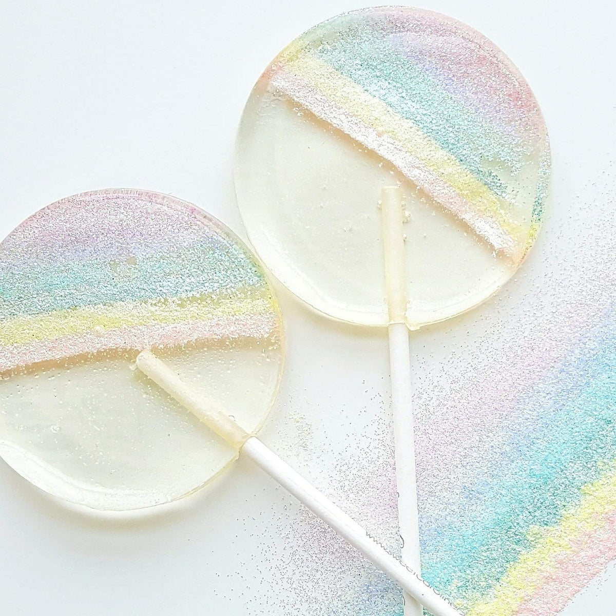 Pastel Rainbow Sparkle Lollipops - Set of 6