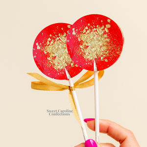 00335 RED AND GOLD - Sweet Caroline Confections | The Original Sparkle Lollipops