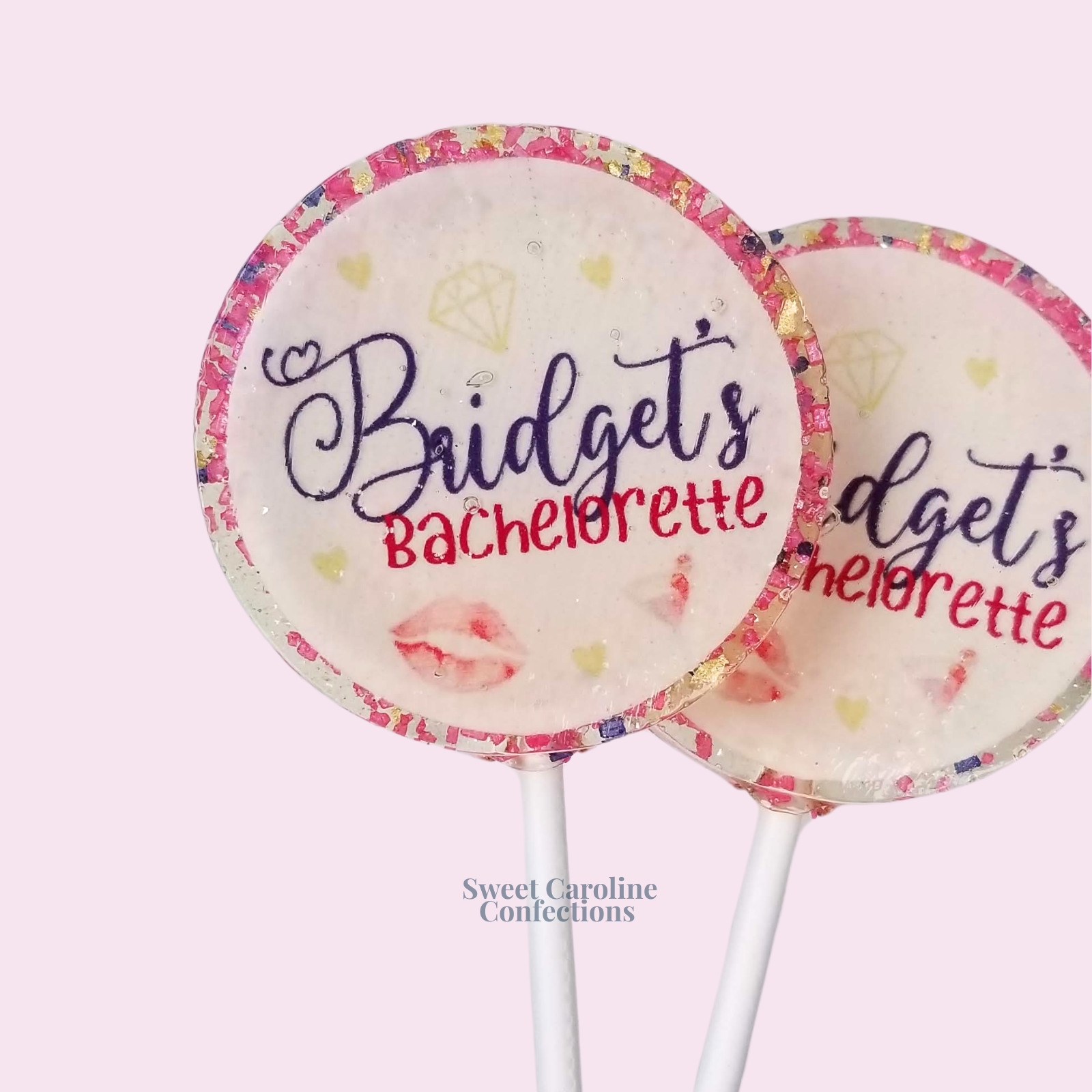 00396 hot pink and purple bachelorette - Sweet Caroline Confections | The Original Sparkle Lollipops