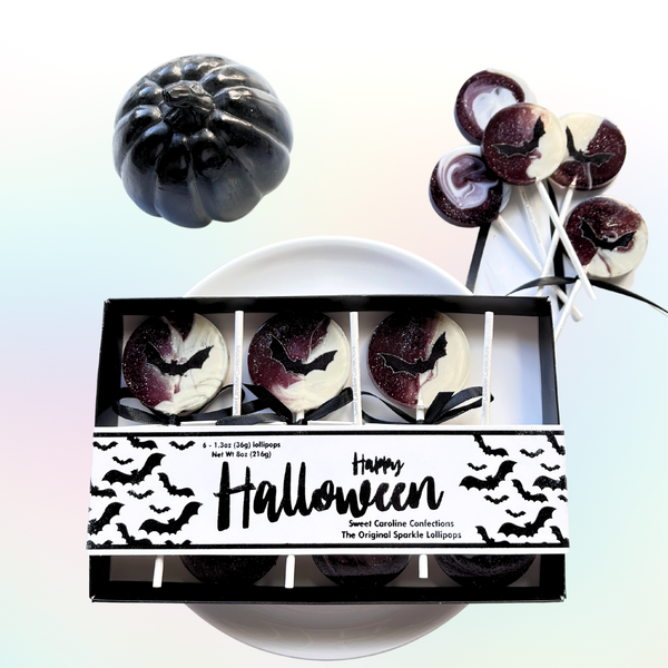 OO417 BOX WITH BAT LOLLIPOPS - Sweet Caroline Confections | The Original Sparkle Lollipops
