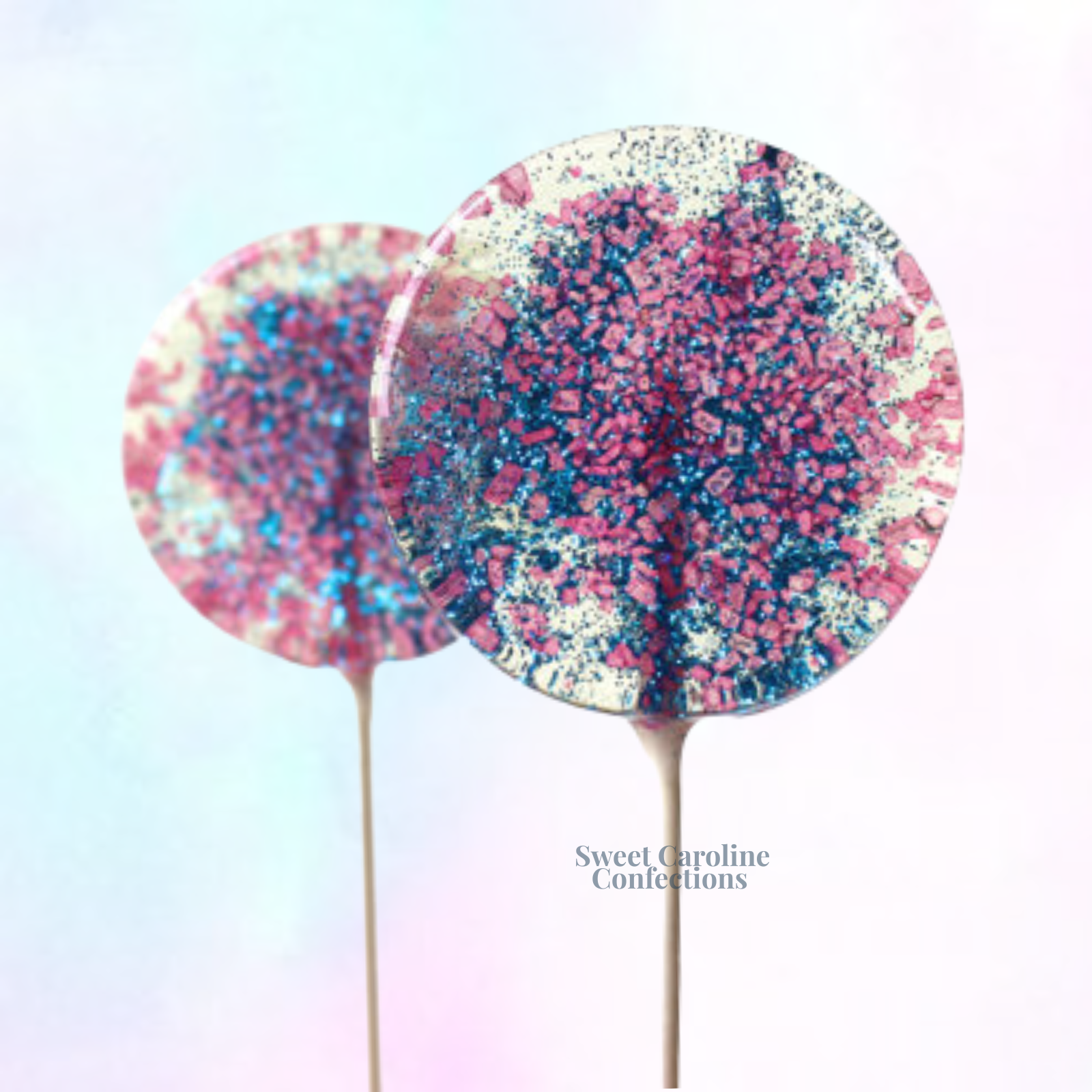 00320 HOT PINK AND NAVY - Sweet Caroline Confections | The Original Sparkle Lollipops