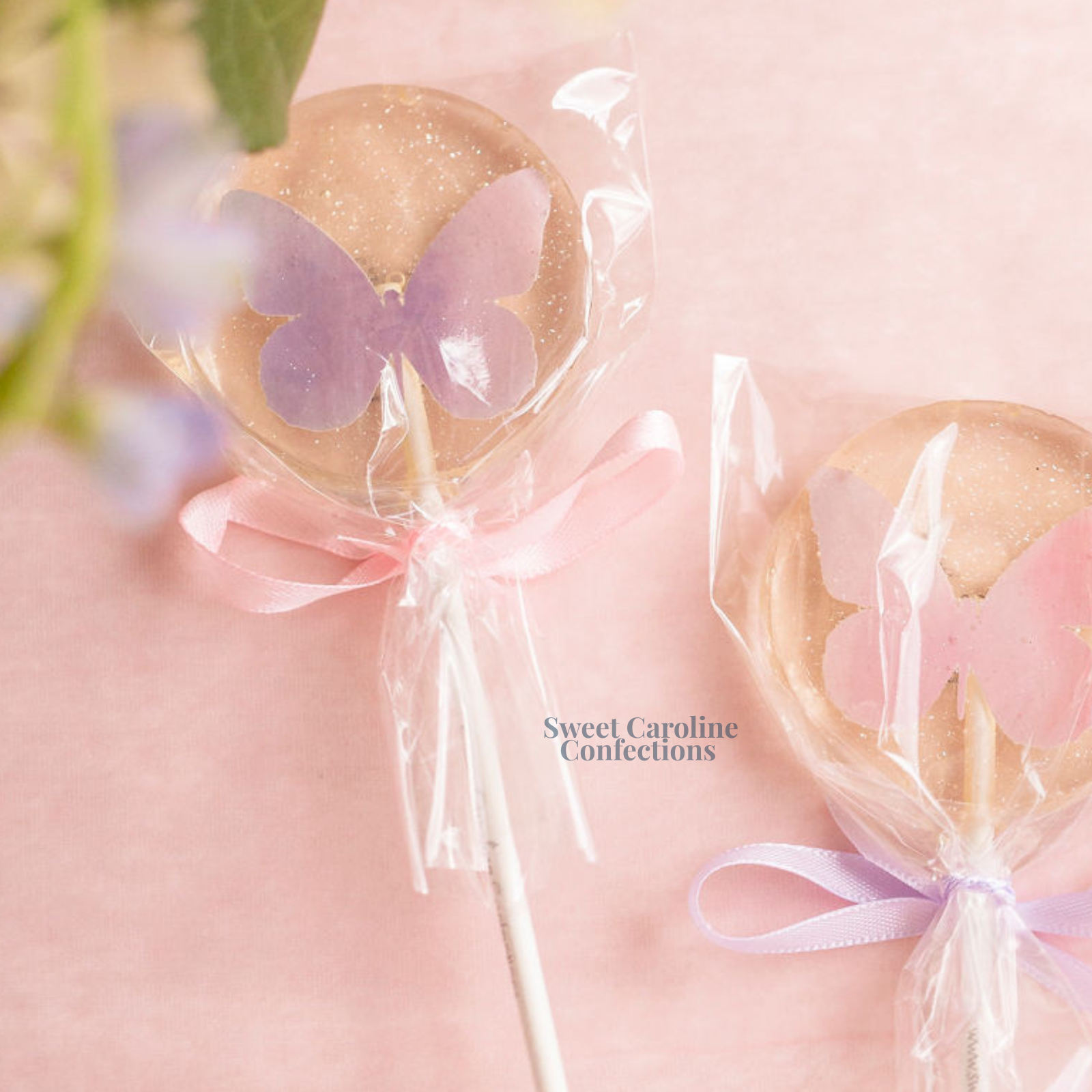 00310 PINK AND PURPLE BUTTERFLY - Sweet Caroline Confections | The Original Sparkle Lollipops