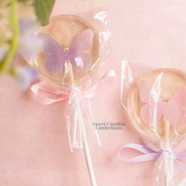 00310 PINK AND PURPLE BUTTERFLY - Sweet Caroline Confections | The Original Sparkle Lollipops