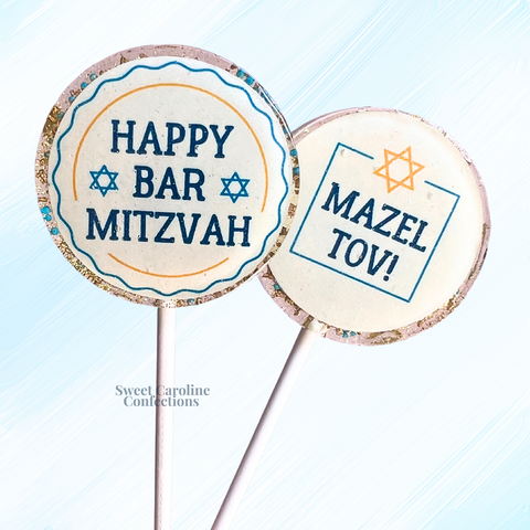 00554 HAPPY BAR MITZVAH/MAZEL TOV COLLECTION (2 DESIGNS) - Sweet Caroline Confections | The Original Sparkle Lollipops