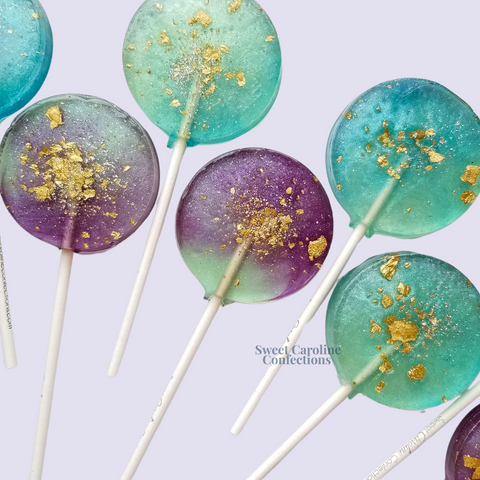 00345 AQUA AND PURPLE WATERCOLOR - Sweet Caroline Confections | The Original Sparkle Lollipops