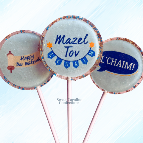 00555 MAZEL TOV COLLECTION (3 DESIGNS) - Sweet Caroline Confections | The Original Sparkle Lollipops