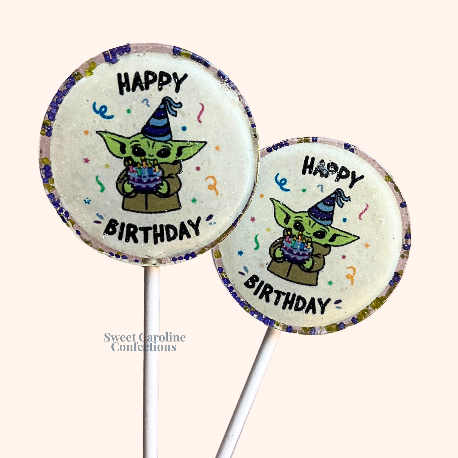 00364 YODA BIRTHDAY - Sweet Caroline Confections | The Original Sparkle Lollipops