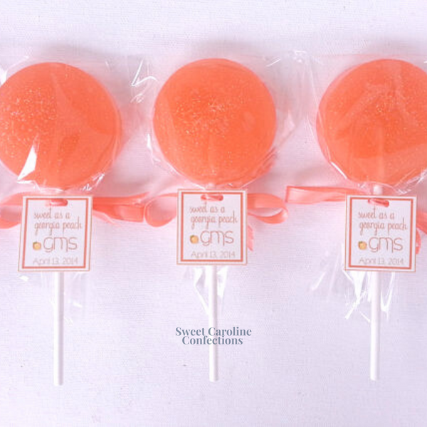 00346 PEACH CANDY - Sweet Caroline Confections | The Original Sparkle Lollipops