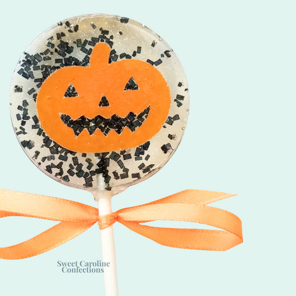 00422 JACK O LANTERN, PUMPKIN - Sweet Caroline Confections | The Original Sparkle Lollipops