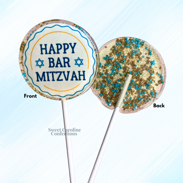 00554 HAPPY BAR MITZVAH/MAZEL TOV COLLECTION (2 DESIGNS) - Sweet Caroline Confections | The Original Sparkle Lollipops