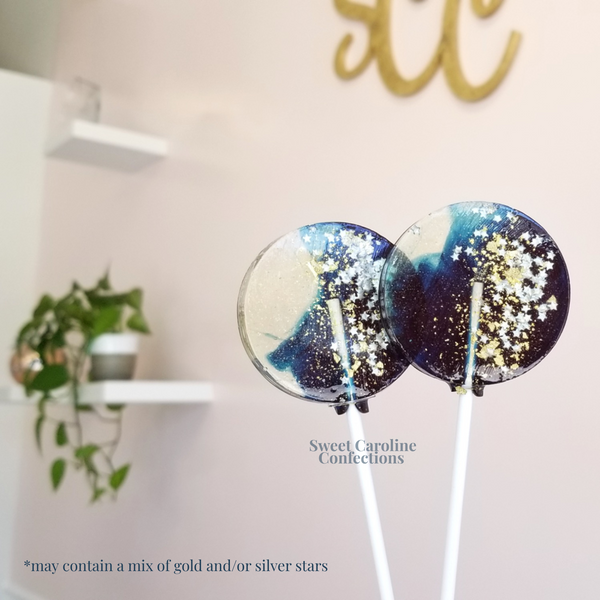 00312 NAVY STAR GALAXY - Sweet Caroline Confections | The Original Sparkle Lollipops