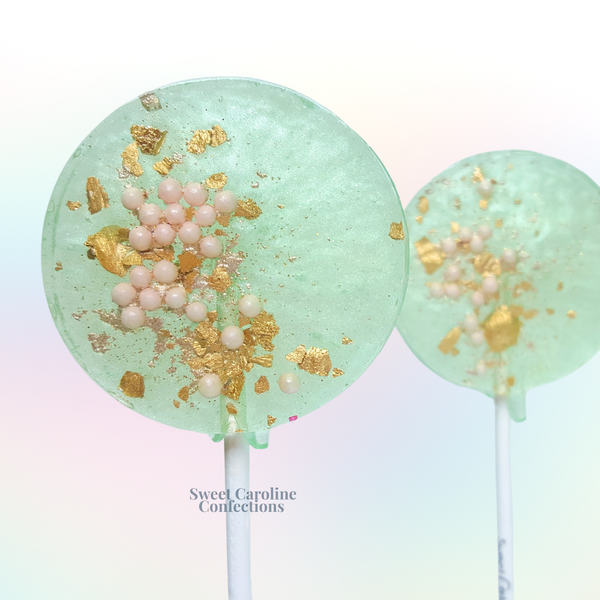 00314 SEAFOAM GREEN AND LIGHT PINK - Sweet Caroline Confections | The Original Sparkle Lollipops