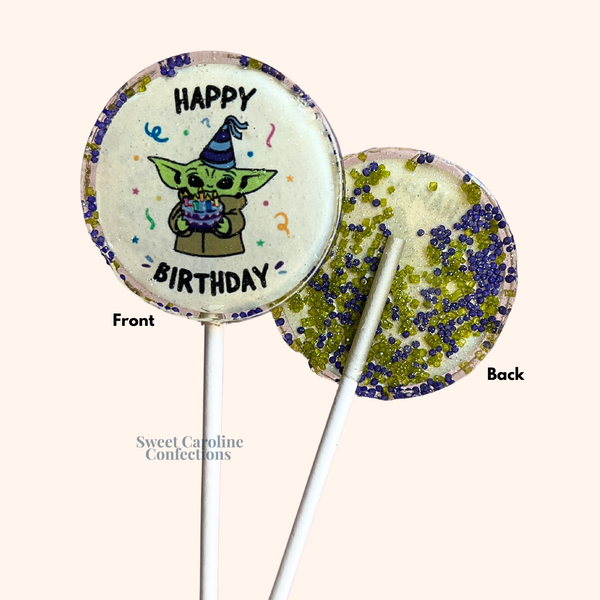 00364 YODA BIRTHDAY - Sweet Caroline Confections | The Original Sparkle Lollipops