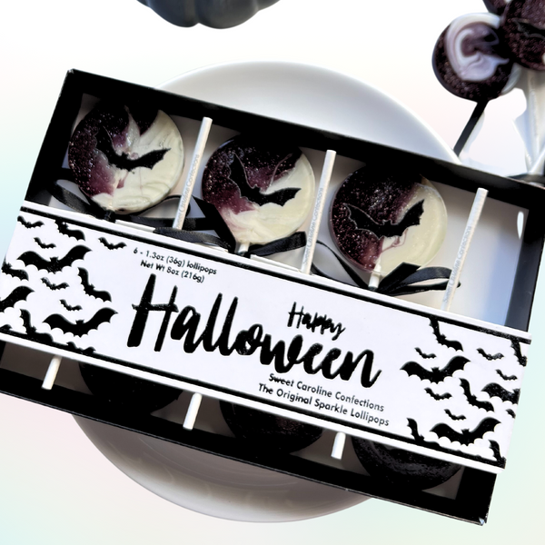 OO417 BOX WITH BAT LOLLIPOPS - Sweet Caroline Confections | The Original Sparkle Lollipops