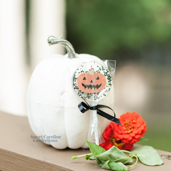 00422 JACK O LANTERN, PUMPKIN - Sweet Caroline Confections | The Original Sparkle Lollipops