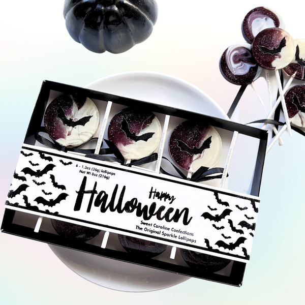 OO417 BOX WITH BAT LOLLIPOPS - Sweet Caroline Confections | The Original Sparkle Lollipops