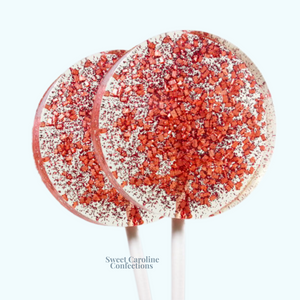00354 Red Lollipop Favor, Red Sparkle Lollipops