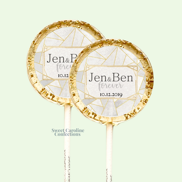 Custom Geometric Wedding Lollipops, Set of 4
