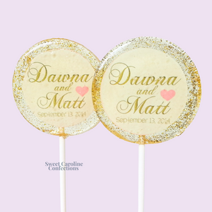 00383 EDIBLE WITH GOLD NAMES/ WHITE BACKGROUND AND SMALL PINK HEART