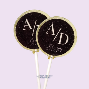 00379 WHITE AND BLACK WEDDING - Sweet Caroline Confections | The Original Sparkle Lollipops