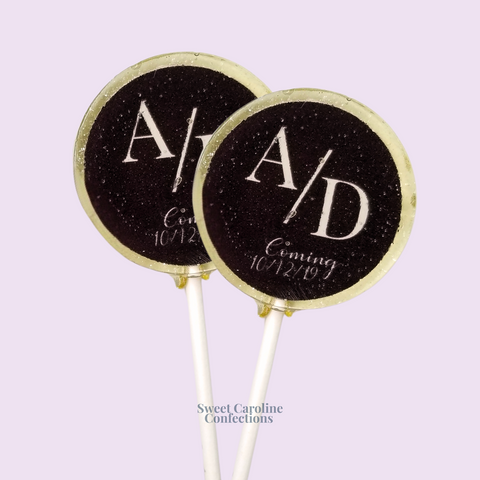 00379 WHITE AND BLACK WEDDING - Sweet Caroline Confections | The Original Sparkle Lollipops