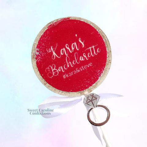 00389 BACHELORETTE HOT PINK AND WHITE - Sweet Caroline Confections | The Original Sparkle Lollipops