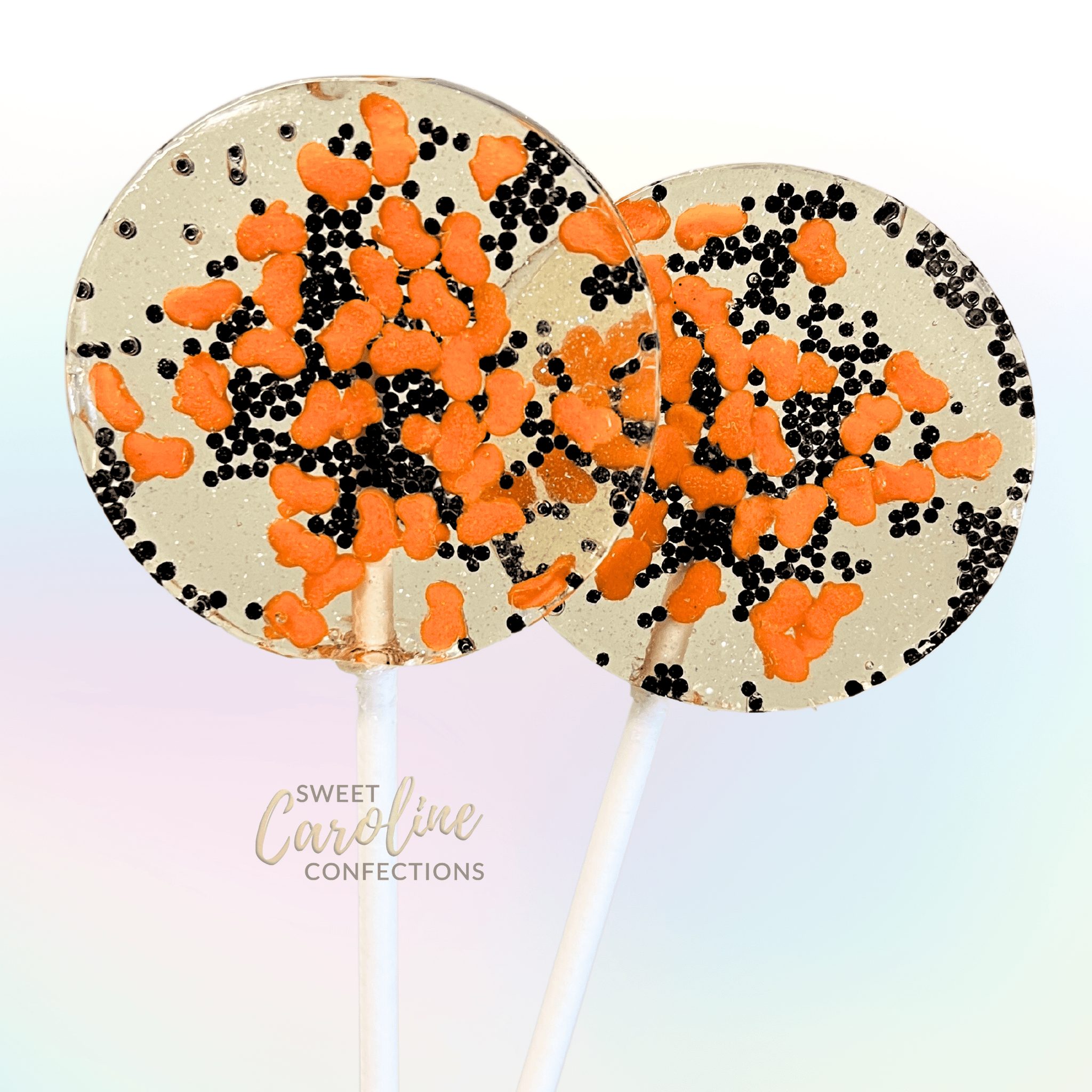 Tiny Pumpkin Sparkle Lollipops - Peach Flavor - Set of 6 - Sweet Caroline Confections | The Original Sparkle Lollipops