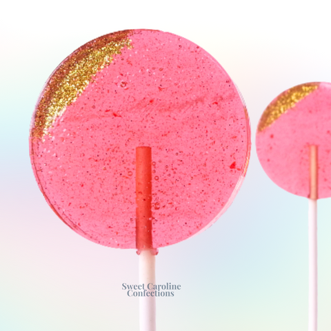 00332 HOT PINK AND GOLD - Sweet Caroline Confections | The Original Sparkle Lollipops