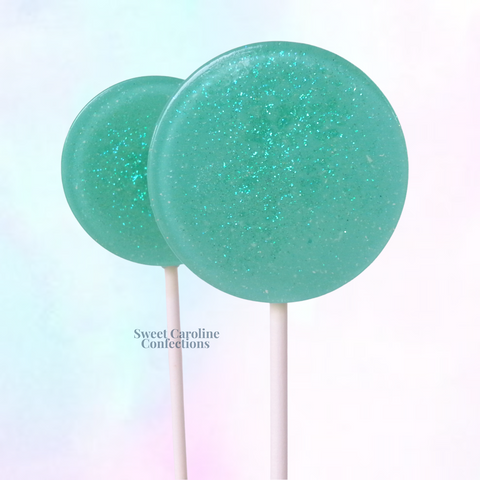 00336 TURQUOISE GREEN AND GREEN GLITTER - Sweet Caroline Confections | The Original Sparkle Lollipops
