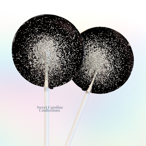 00585 BLACK AND SILVER - Sweet Caroline Confections | The Original Sparkle Lollipops