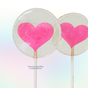 00329 HOT PINK HEART - Sweet Caroline Confections | The Original Sparkle Lollipops