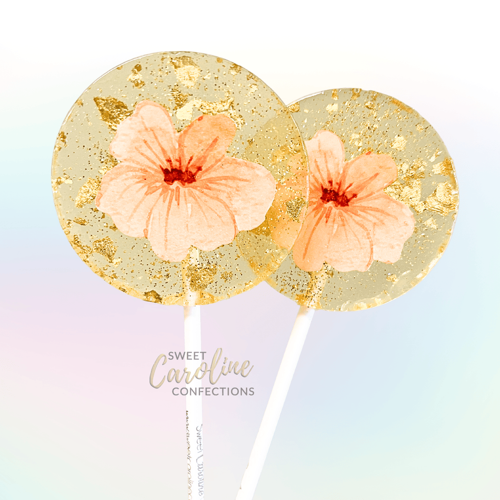Peach Flower Lollipops -Set of 6 - Sweet Caroline Confections | The Original Sparkle Lollipops