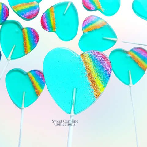 00491 AQUA RAINBOW - Sweet Caroline Confections | The Original Sparkle Lollipops