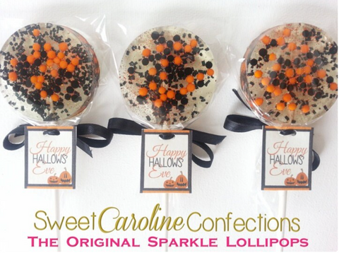 Orange and Black Sparkle Lollipops, Set of 4
