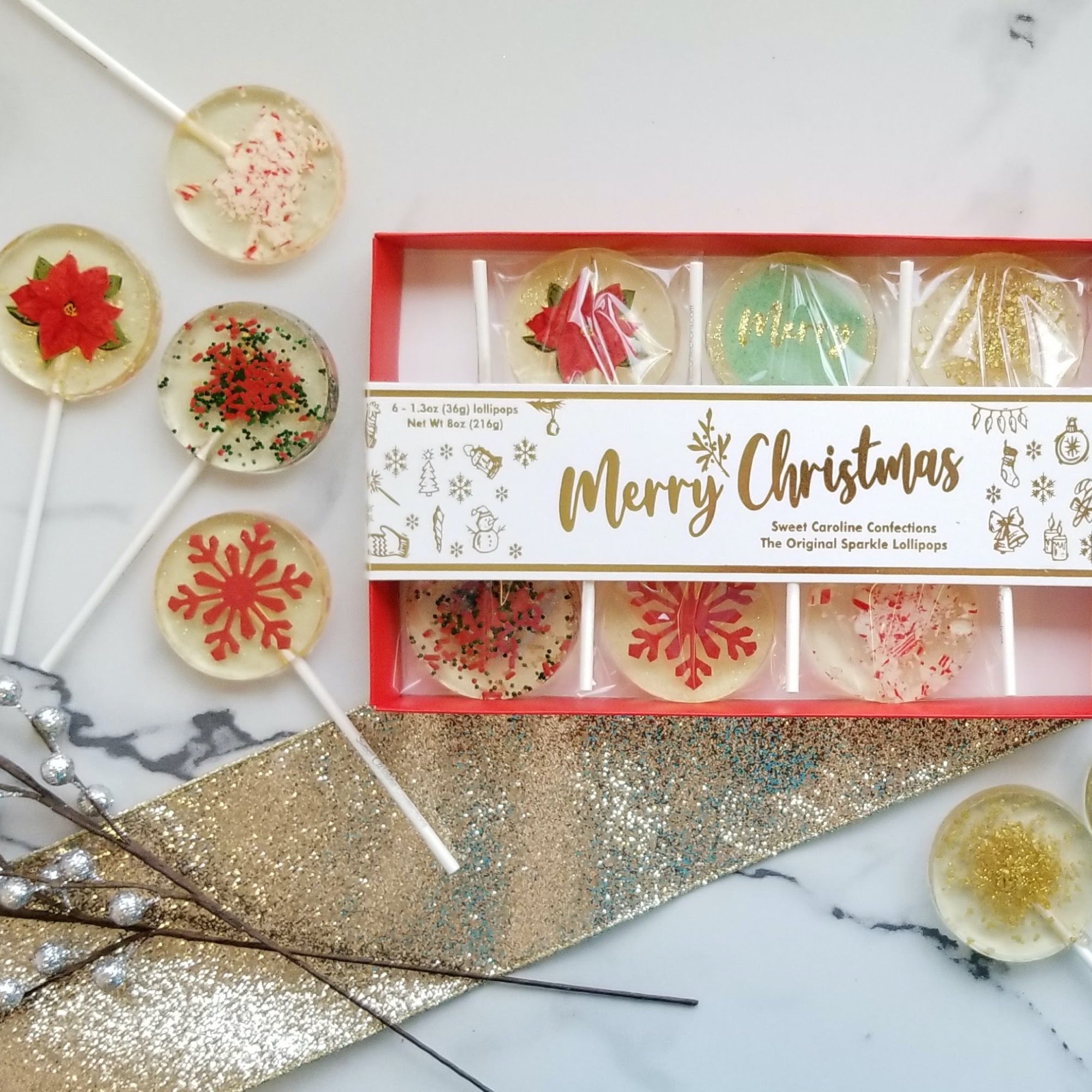 Merry Christmas Gift Box - 6 Lollipop Set