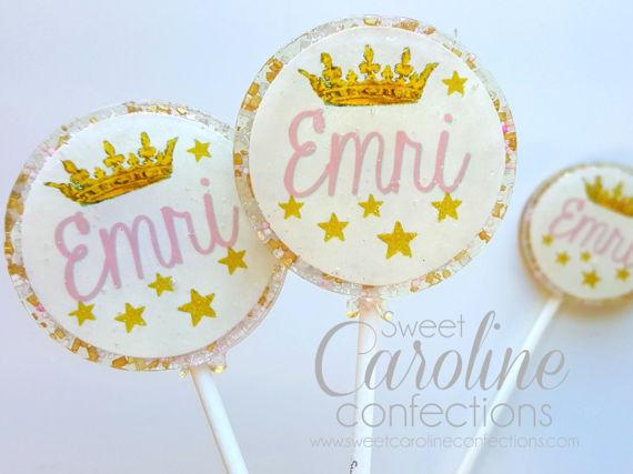 White and Gold Princess Lollipops - Set of 6 - Sweet Caroline Confections | The Original Sparkle Lollipops