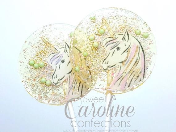 Mint Pink and Gold Unicorn Lollipops - Set of 6 - Sweet Caroline Confections | The Original Sparkle Lollipops