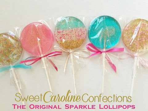 Aqua Pink & Gold Lollipop Collection - Set of 25 - Sweet Caroline Confections | The Original Sparkle Lollipops