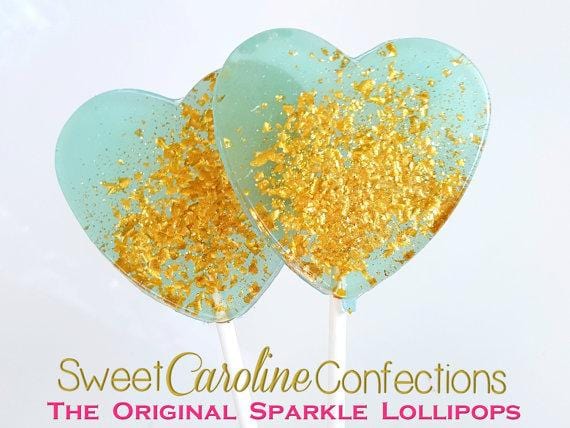Blue and Gold Sparkle Lollipops - Set of 6 - Sweet Caroline Confections | The Original Sparkle Lollipops