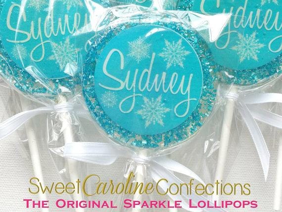 Bright Blue Snowflake Frozen Lollipops - Set of 6 - Sweet Caroline Confections | The Original Sparkle Lollipops