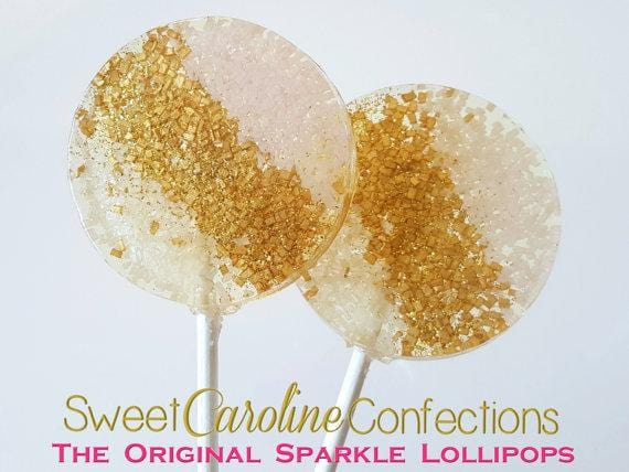 Pink Gold Ivory Sparkle Lollipops - Set of 6 - Sweet Caroline Confections | The Original Sparkle Lollipops