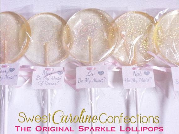 Light Pink Sparkle Lollipops with Tags- Set of 6 - Sweet Caroline Confections | The Original Sparkle Lollipops