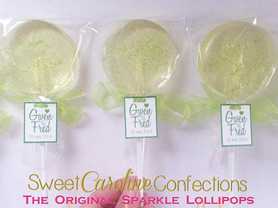 Lime Green Sparkle Lollipops with Tags- Set of 6 - Sweet Caroline Confections | The Original Sparkle Lollipops