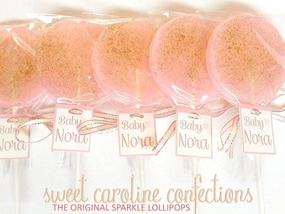 Light Pink Sparkle Lollipops with Tags - Set of 6 - Sweet Caroline Confections | The Original Sparkle Lollipops