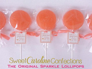Peach Sparkle Lollipops with Tags- Set of 6 - Sweet Caroline Confections | The Original Sparkle Lollipops