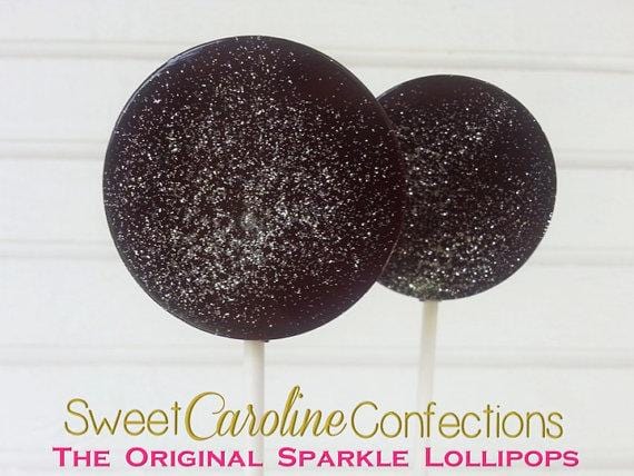 Black and Silver Sparkle Lollipops - Set of 6 - Sweet Caroline Confections | The Original Sparkle Lollipops