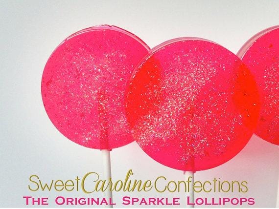 Hot Pink Sparkle Lollipops - Set of 6 - Sweet Caroline Confections | The Original Sparkle Lollipops