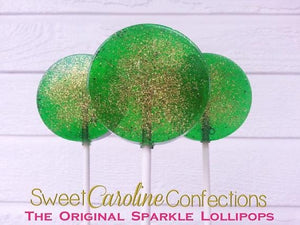 Green and Gold Sparkle Lollipops - Set of 6 - Sweet Caroline Confections | The Original Sparkle Lollipops