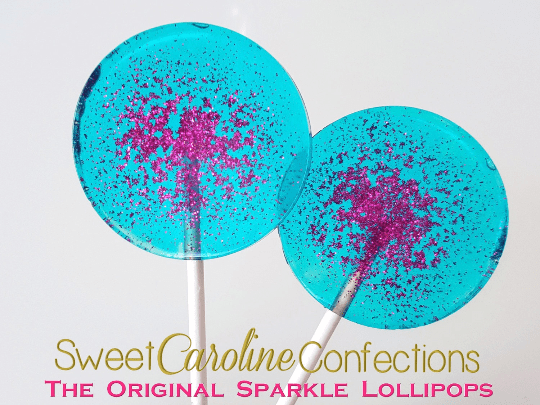 Aqua and Fuchsia Sparkle Lollipops - Set of 6 - Sweet Caroline Confections | The Original Sparkle Lollipops