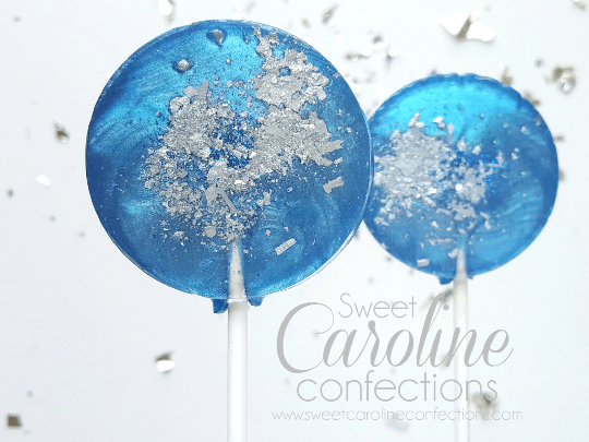 Blue and Silver Sparkle Lollipops - Set of 6 - Sweet Caroline Confections | The Original Sparkle Lollipops